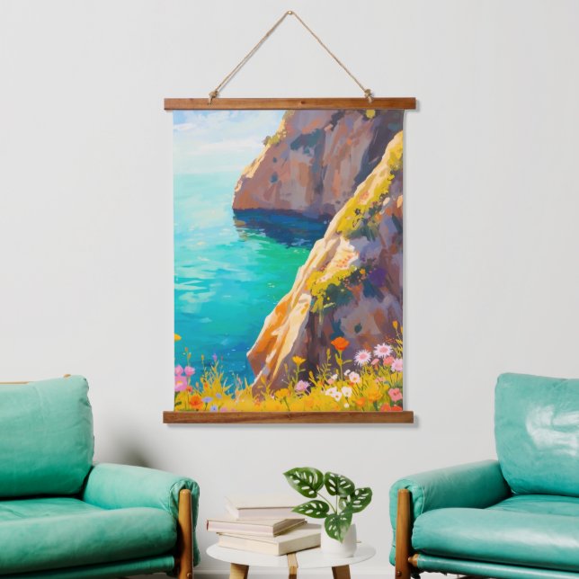 Mediterranean Sea Cliff Hanging Tapestry (Living Room)