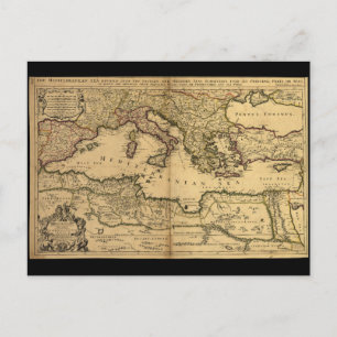 Mediterranean Sea Divided into its Principall part Postcard