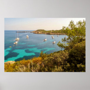 Mediterranean Sea & Yachts, Portinatx, Ibiza Poster