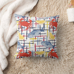 Mediterranean Seafood Market Pattern (1) Cushion