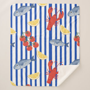 Mediterranean Seafood Market Pattern (2) Sherpa Blanket