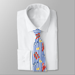 Mediterranean Seafood Market Pattern (2) Tie