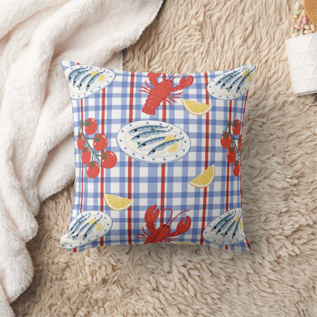 Mediterranean Seafood Market Pattern (3) Cushion (Blanket)