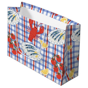 Mediterranean Seafood Market Pattern (3) Large Gift Bag