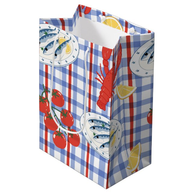 Mediterranean Seafood Market Pattern (3) Medium Gift Bag (Front Angled)