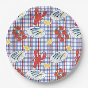 Mediterranean Seafood Market Pattern (3) Paper Plate
