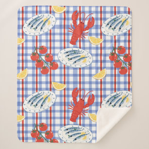 Mediterranean Seafood Market Pattern (3) Sherpa Blanket