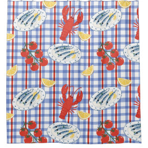 Mediterranean Seafood Market Pattern (3) Shower Curtain