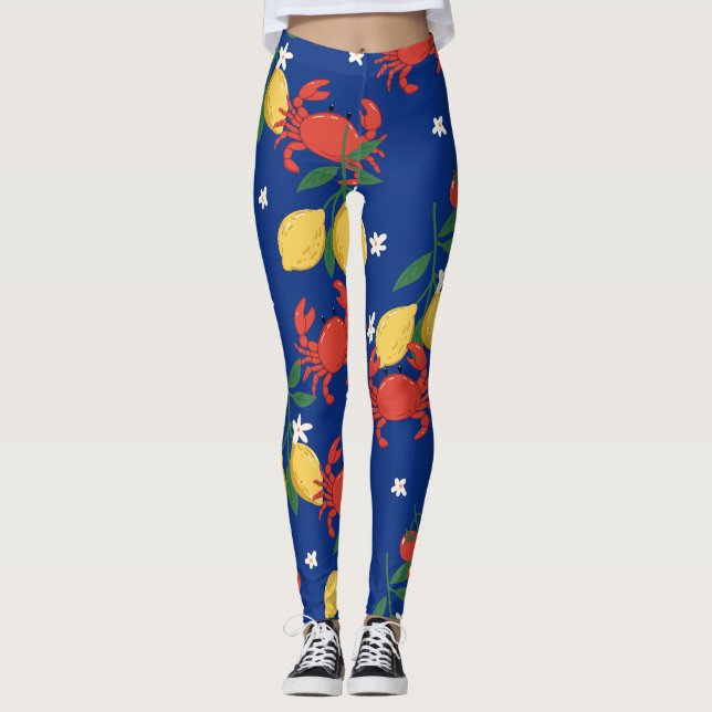 Mediterranean Seafood Market Pattern (4) Leggings (Front)