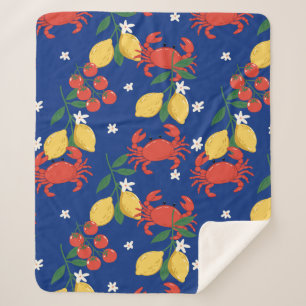 Mediterranean Seafood Market Pattern (4) Sherpa Blanket