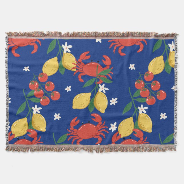 Mediterranean Seafood Market Pattern (4) Throw Blanket (Front)