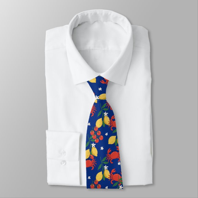 Mediterranean Seafood Market Pattern (4) Tie (Tied)