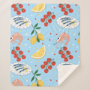 Mediterranean Seafood Market Pattern (5) Sherpa Blanket