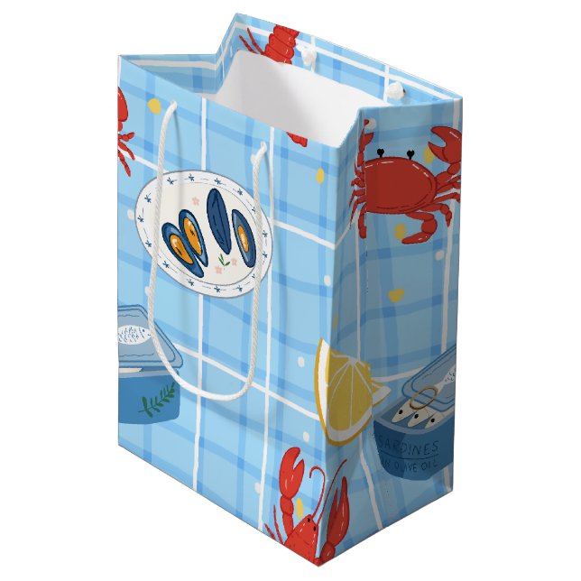 Mediterranean Seafood Market Pattern (6) Medium Gift Bag (Front Angled)