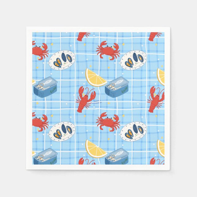 Mediterranean Seafood Market Pattern (6) Napkin (Front)