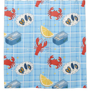 Mediterranean Seafood Market Pattern (6) Shower Curtain