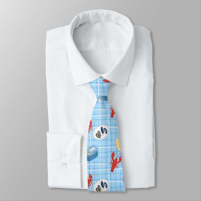 Mediterranean Seafood Market Pattern (6) Tie (Tied)