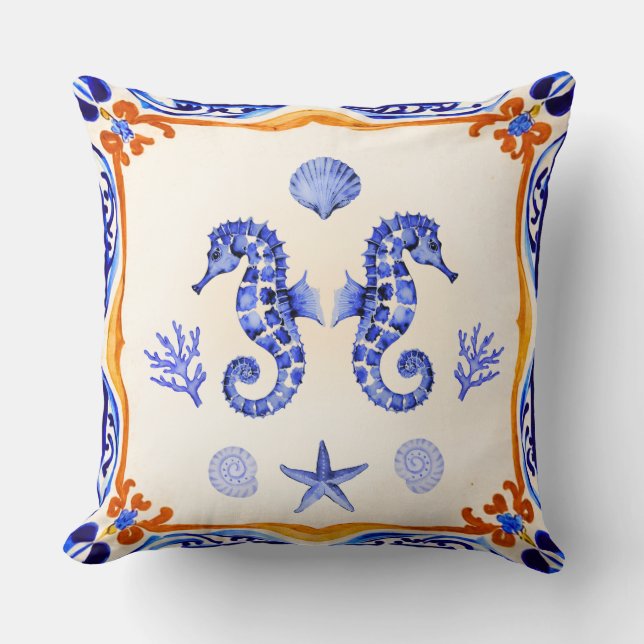 Mediterranean Seahorses Cushion (Front)