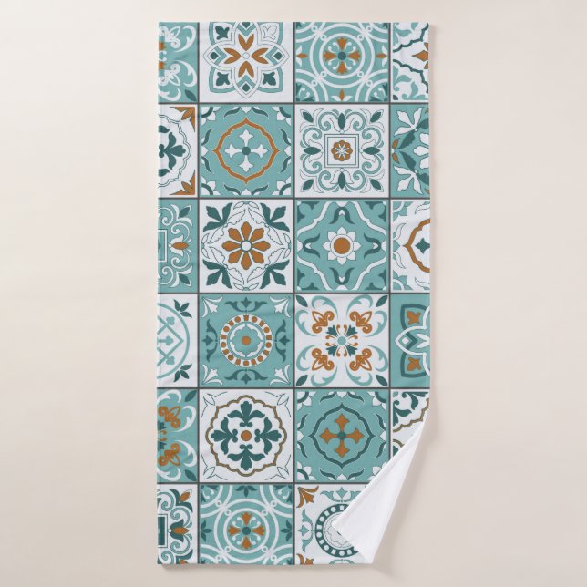 Mediterranean seamless pattern from Moroccan tiles Bath Towel (Bath Towel)