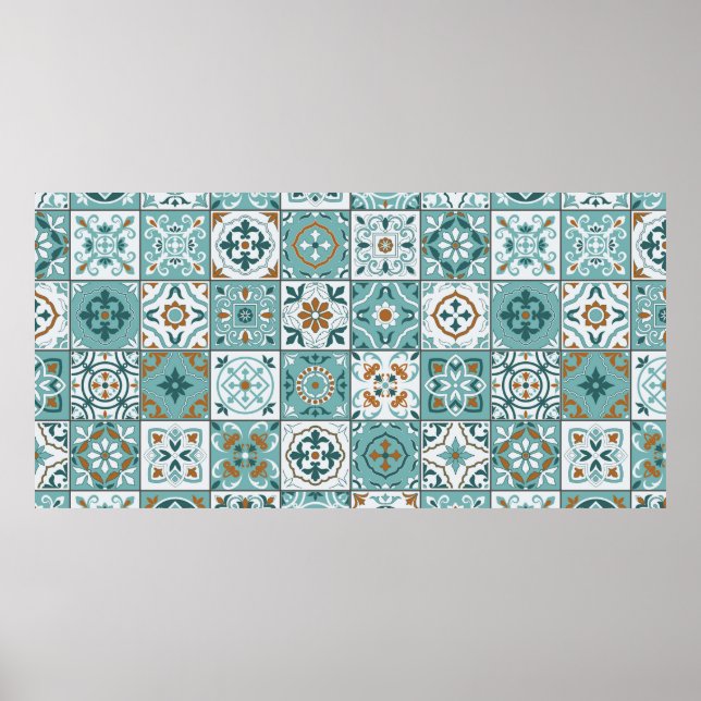 Mediterranean seamless pattern from Moroccan tiles Poster (Front)