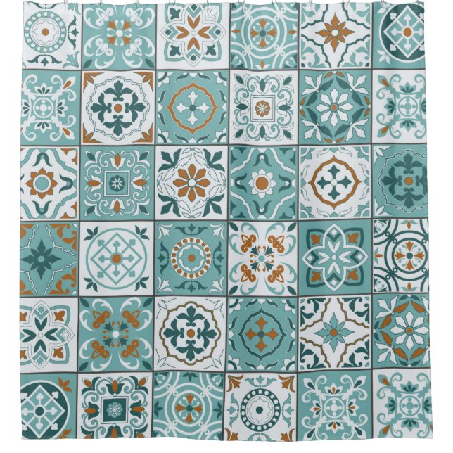 Mediterranean seamless pattern from Moroccan tiles Shower Curtain (Front)