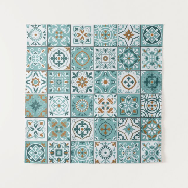 Mediterranean seamless pattern from Moroccan tiles Tapestry (Front)