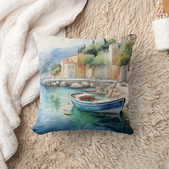 Mediterranean Seascapes Oil Paint Design Cushion (Blanket)