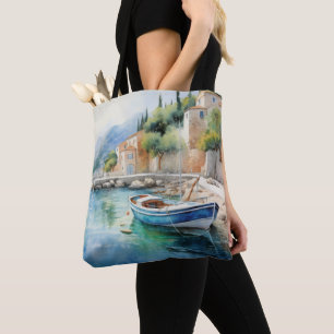Mediterranean Seascapes Oil Paint Design Tote Bag