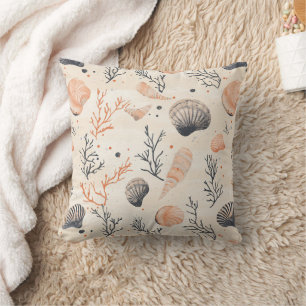 Mediterranean Seashell Starfish Coral Sand Cushion