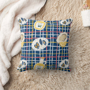 Mediterranean Shellfish and Olive Oil Pattern Cushion