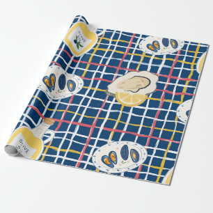 Mediterranean Shellfish and Olive Oil Pattern Wrapping Paper