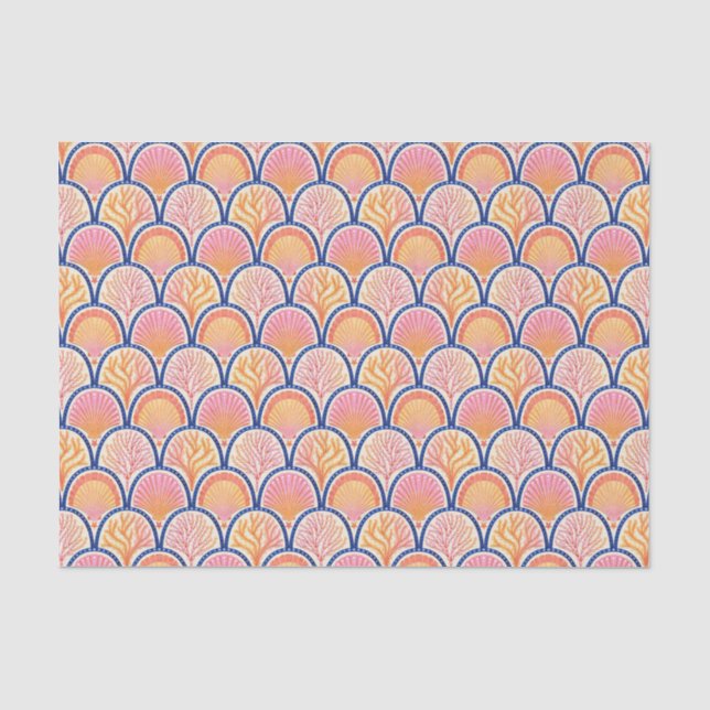 Mediterranean Shells and Seagrass Scallop Tissue Paper (Front)
