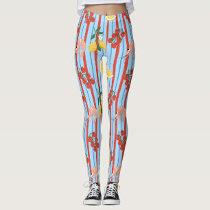 Mediterranean Shrimp and Citrus Pattern Leggings