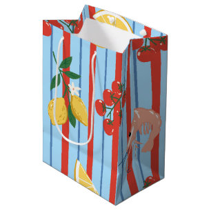 Mediterranean Shrimp and Citrus Pattern Medium Gift Bag