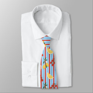 Mediterranean Shrimp and Citrus Pattern Tie