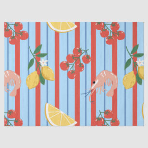Mediterranean Shrimp and Citrus Pattern Tissue Paper
