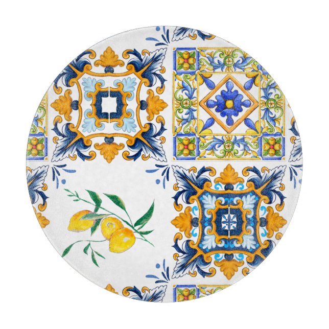 Mediterranean,Sicilian tiles,lemons   Cutting Board (Front)
