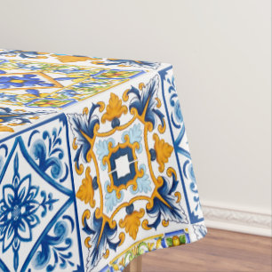 Mediterranean,Sicilian tiles,lemons    Tablecloth