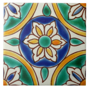 Mediterranean Spanish Flower Ceramic Photo Tile