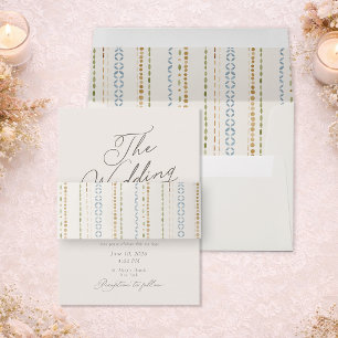 Mediterranean Stripe Wedding Invitation Belly Band