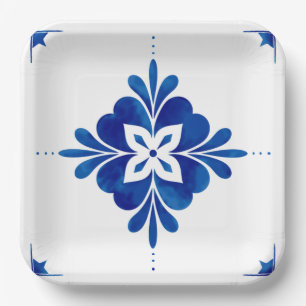 Mediterranean Style Floral Paper Plate