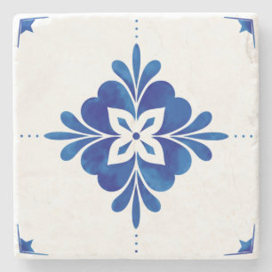 Mediterranean Style Floral Stone Coaster