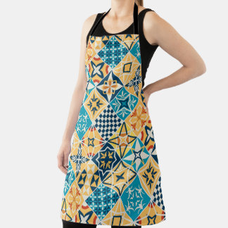 Mediterranean style tiles cooking Provence Tuscany Apron