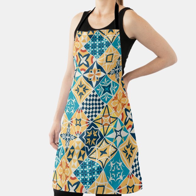 Mediterranean style tiles cooking Provence Tuscany Apron (Insitu)