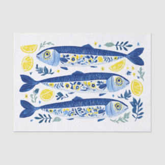 Mediterranean Summer Blue and Yellow Sardines Tissue Paper
