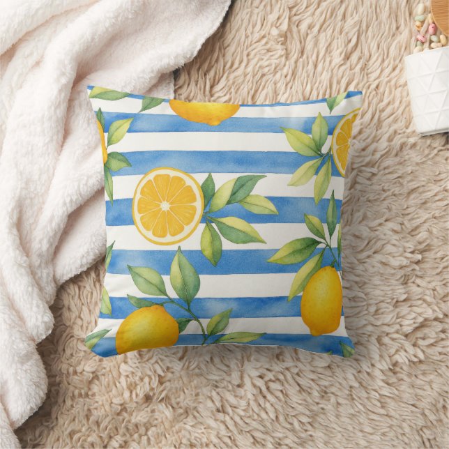 Mediterranean Summer Citrus Kitchen Decor Cushion (Blanket)