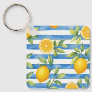 Mediterranean Summer Citrus Kitchen Decor Key Ring