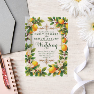 Mediterranean Summer Elegance Wedding Vellum Invitations