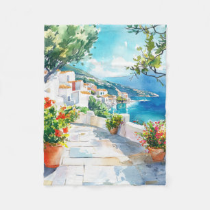 Mediterranean Summer Fleece Blanket
