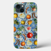 Mediterranean Summer Fruit & Blue White Mosaic